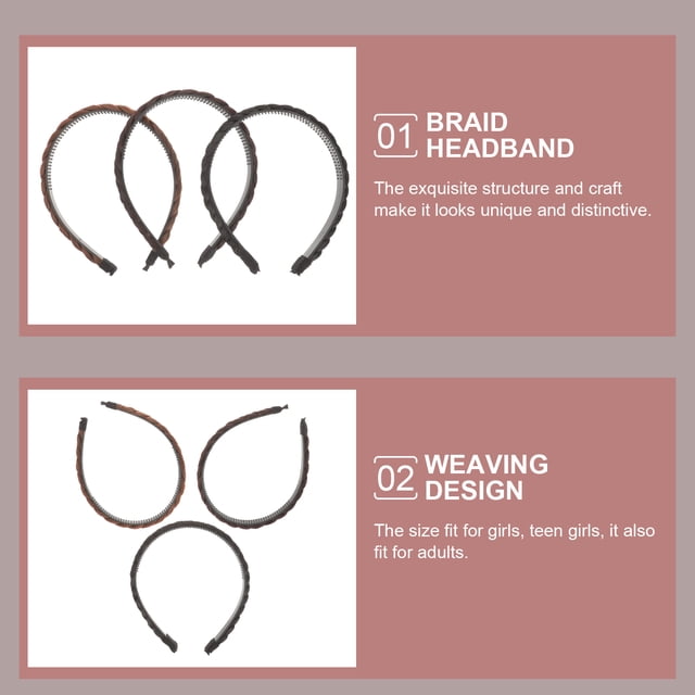 PAMINGONO 3Ud Para El Mujer Con Diademas Trenzadas Multicolor Para Uso Diario