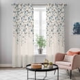 thumbnail image 5 of Weeping Flowers Kitchen Curtains 84 Inch Length, Blue Grey Spring Floral Botanical Rustic Burlap Grommet Top Bedroom Living Room Curtains, Light Filtering Cafe Curtain Drapes 2 Panels Set 84''x84'', 5 of 9