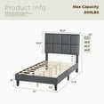 thumbnail image 3 of CONCETTA Twin Size Bed Frame, 800LBS Wooden Slats Support, Fabric Upholstered Platform Bed with Adjustable Headboard and No Box Spring Needed, Dark Grey, 3 of 7
