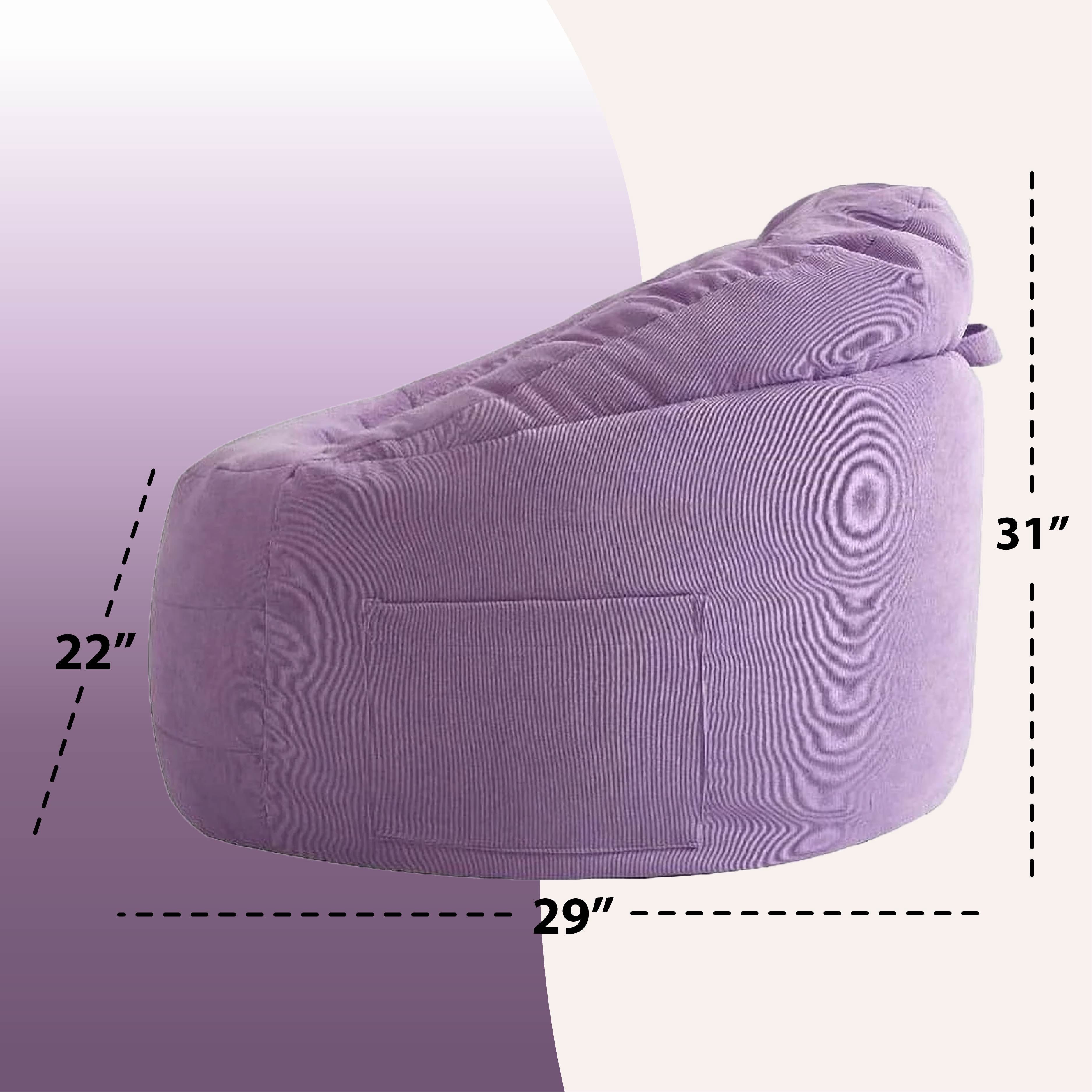 POD by Urban Shop, Plush Corduroy Bean Bag Chair with Pocket, Purple
