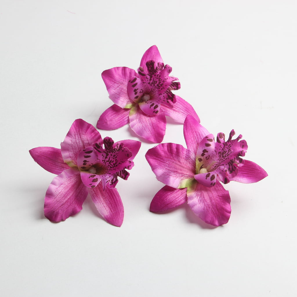 10pcs Artificial Silk Orchid Flower Head for DIY Bridal Corsage Headwear 9cm 