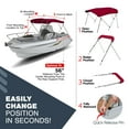 thumbnail image 5 of Knox B32-T32D 6 ft. x 46 x 67-72 in. 3-Bow Boat Bimini Top - 900D Marine Canvas - Burgundy, 5 of 7