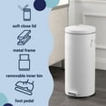 thumbnail image 3 of happimess Theo Retro 8-Gallon Step Trash Can with Soft-Close Lid and FREE Mini Trash Can, Cotton White, HPM1018A, 3 of 6