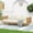 Beige+Teak, variant on Harper & Bright Designs Acacia Wood Outdoor 3 Seater Couch, Patio Sofa with Deep Seat, Outdoor Daybed with Cushions for Garden, Light Gray+Teak