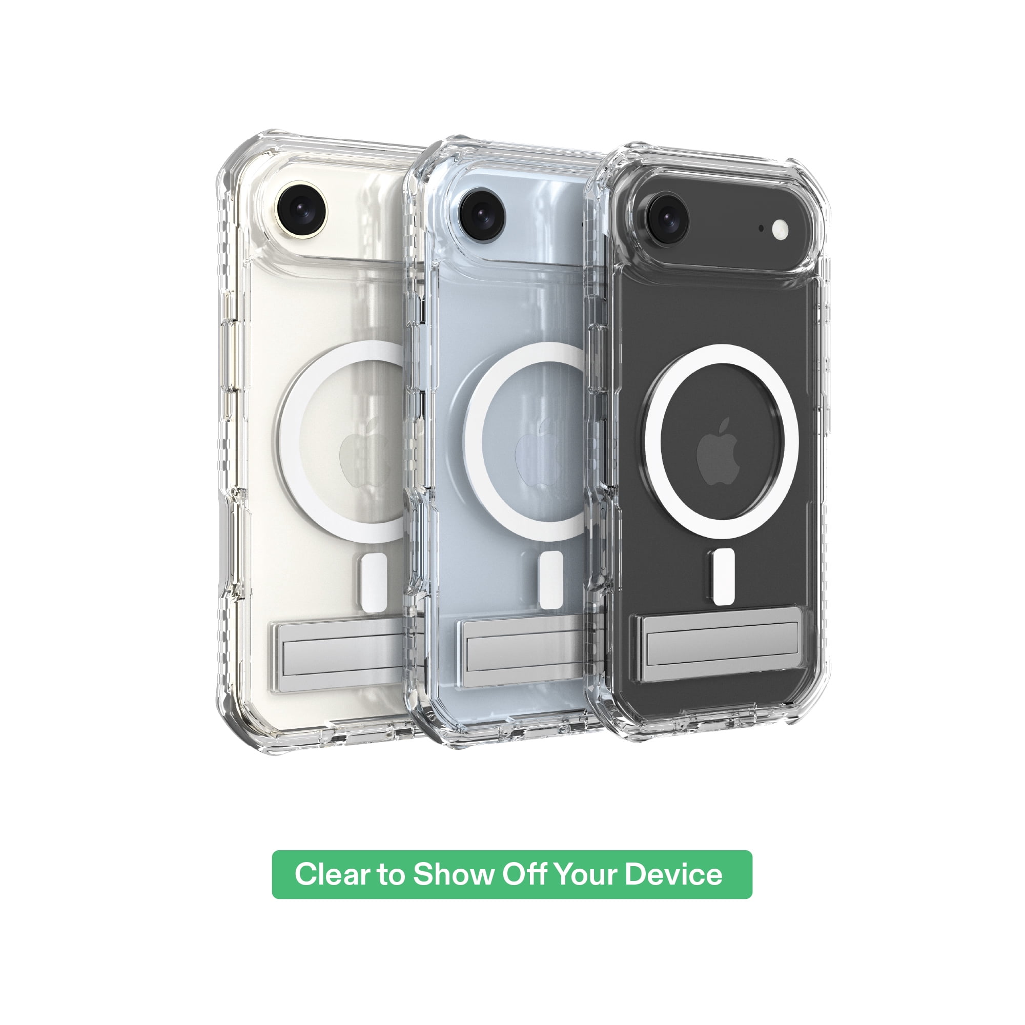 onn Rugged Phone Case with Kickstand for iPhone Air, MagSafe Compatible - Clear