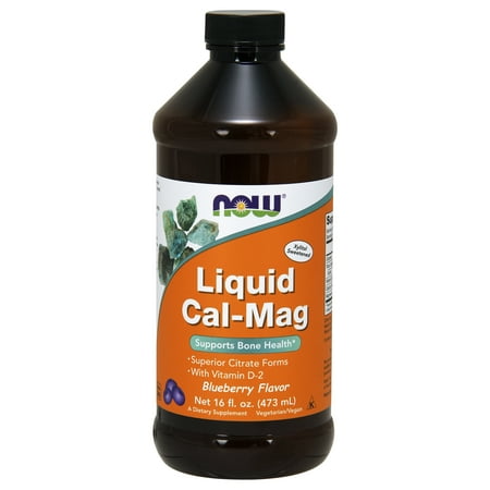 NOW Foods Vegetarian Liquid Cal-Mag Bone Health Support, Blueberry, 16 Fl