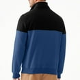 thumbnail image 2 of YATELLE Men's Mock Neck Sweatshirts Quarter Zip Quilted Sweater Color Block Long Sleeve Casual Pullover, 2 of 5