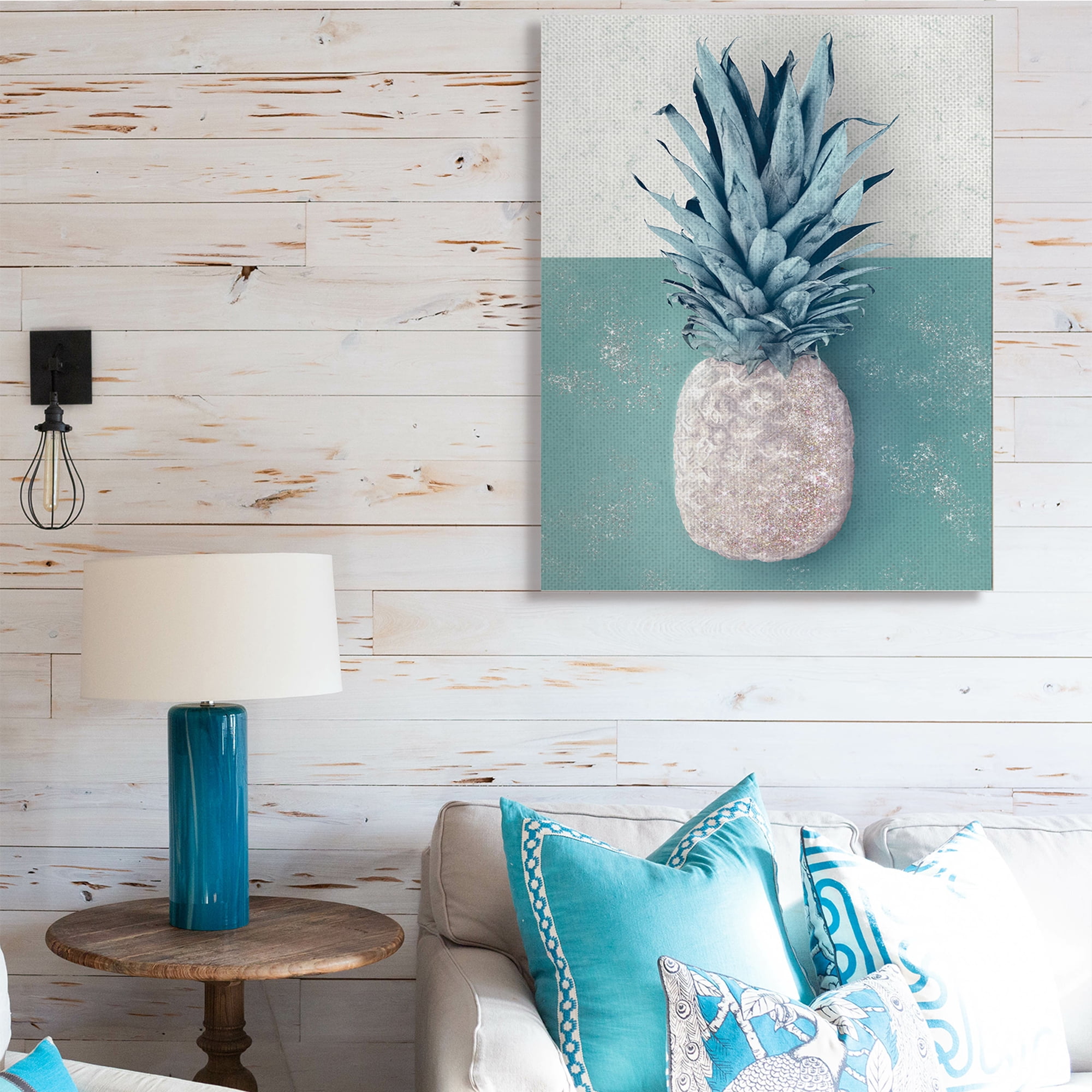 Stupell Industries Tropical Pineapple Fruit Muted Green Beige Canvas Wall Art, 36 x 48, Design by Ziwei Li