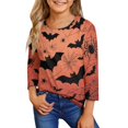 thumbnail image 2 of Abcomgle Halloween Shirts for Girls Size 10-12 Spooky Bat Graphic T-Shirts for Kid Girls Crewneck 3/4 Sleeve Tee Shirts for Girls Fall Funny Cute Blouses for Girls,7-8 Years, 2 of 5