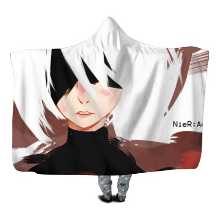 Nier Automata Wearable Blanket Hoodie Kid Hoodie Blanket with Hand Pockets, Soft Flannel Kids Hooded Blanket for Boys and Girls, 40 X 51 Inches