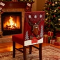 thumbnail image 2 of Luoshdecor Christmas Chair Back Covers, Winter Red Reindeer Santa Snowman Chair Cover for Kitchen Holiday Home Party 18x21 in, 2 of 6
