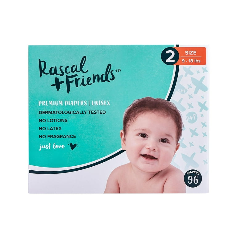 Rascal & Friends 93336 Premium Diapers, Size 2, 96 Count (Select for more  options)