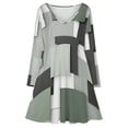 thumbnail image 3 of Abstract Geometric Art Green Black Grey Long Sleeve Dresses For Women Vintage Elegant Party Dress Oversized V-neck Dress S-8XL, 3 of 7