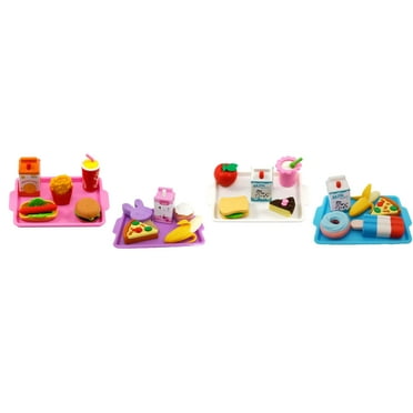 MBD® 4 Lunch Tray for 18 inch Dolls- Delicious Meals for Dolls- Play Pretend Erasers for Children 3-12 years old