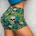 thumbnail image 4 of Fotbe Skull and Palm Leaves Seamless Shorts, Womens Workout Shorts High Waist Stretch Booty Short for Gym/Yoga/Running/Biking-XX-Large, 4 of 9