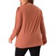 thumbnail image 3 of Blusas elegantes de manga larga plisadas de talla grande para mujeres Agnes Orinda, cuello redondo, camisetas sueltas casuales 1X naranja, 3 of 6