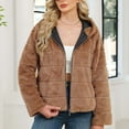 thumbnail image 6 of YYDGH Women's Faux Fur Coat with Hood Fluffy Fuzzy Short Shaggy Jacket Full Zip Up Long Sleeve Plush Thermal Coat Outwear, 6 of 9