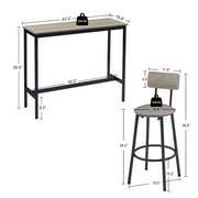 Counter High Dining Table Set, 3 Pieces Pub Table Set, Kitchen Table Set with 2 Chairs, Rectangle Wooden Saving Space Dining Room Table Sets for Kitchen Bar Breakfast Nook, Gray, JA4778