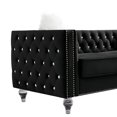 thumbnail image 5 of Three-seater Sofa with Crystal Feet, Accent Sofa with Rectangle Armchair, Velvet Crystal Buckle Upholstery Sofa with Removable Cushion and Two Plush Pillow, Black, 5 of 9