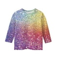 thumbnail image 5 of Abcomgle Girls Shirts Summer 3/4 Sleeve Girls Shirts Glitter Sparkly Toddler Girls T-Shirts Cute Crewneck Cotton Linen Tops,8-9 Years, 5 of 5