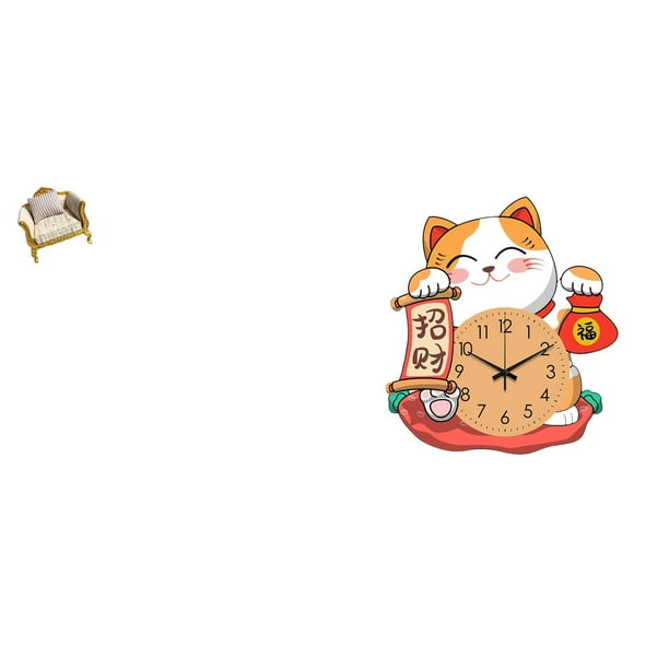 Reloj De Pared En Miniatura Con Forma De Gato, Modelo De Sofá, Simulación De Muebles, Juguete Para Casa De Muñecas De 112 Pulgadas, Bricolaje, Escena De Vida, Decoración Colgante Silenciosa