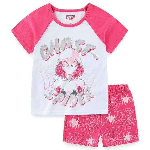 Marvel Spider-Gwen Ghost Spider Short Sleeve T-Shirt and French Terry Shorts Set (Girls), 2 Piece Set, Sizes 4-10