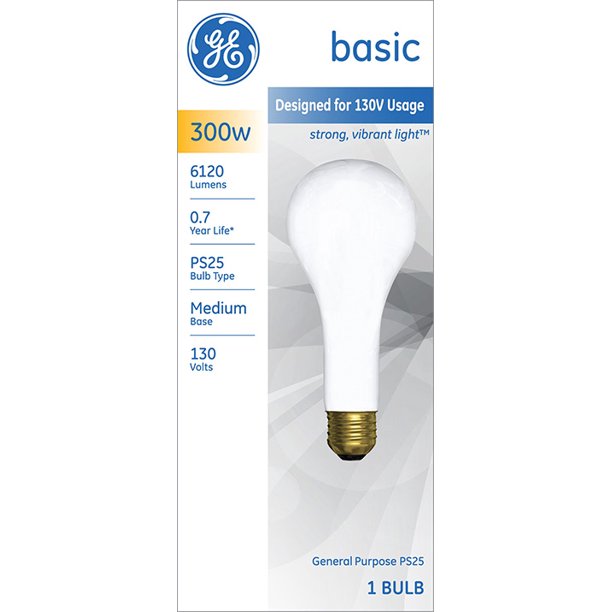 Ge Incandescent 300 Watt Ps25 Soft White Frosted Light Bulb E26 Medium Base 1 Year Life 1pk Walmart Walmart 