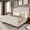 Beige, variant on Breltam King Size Bed Frame Velvet Upholstered Platform Bed with Wingback Headboard, Black