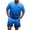 Blue-h, variant on Men Shorts Outfit Gradient Ombre Waffle Knit 2 Piece Set,Zip Polo With Los Angeles Letter Print & Drawstring Black XXL