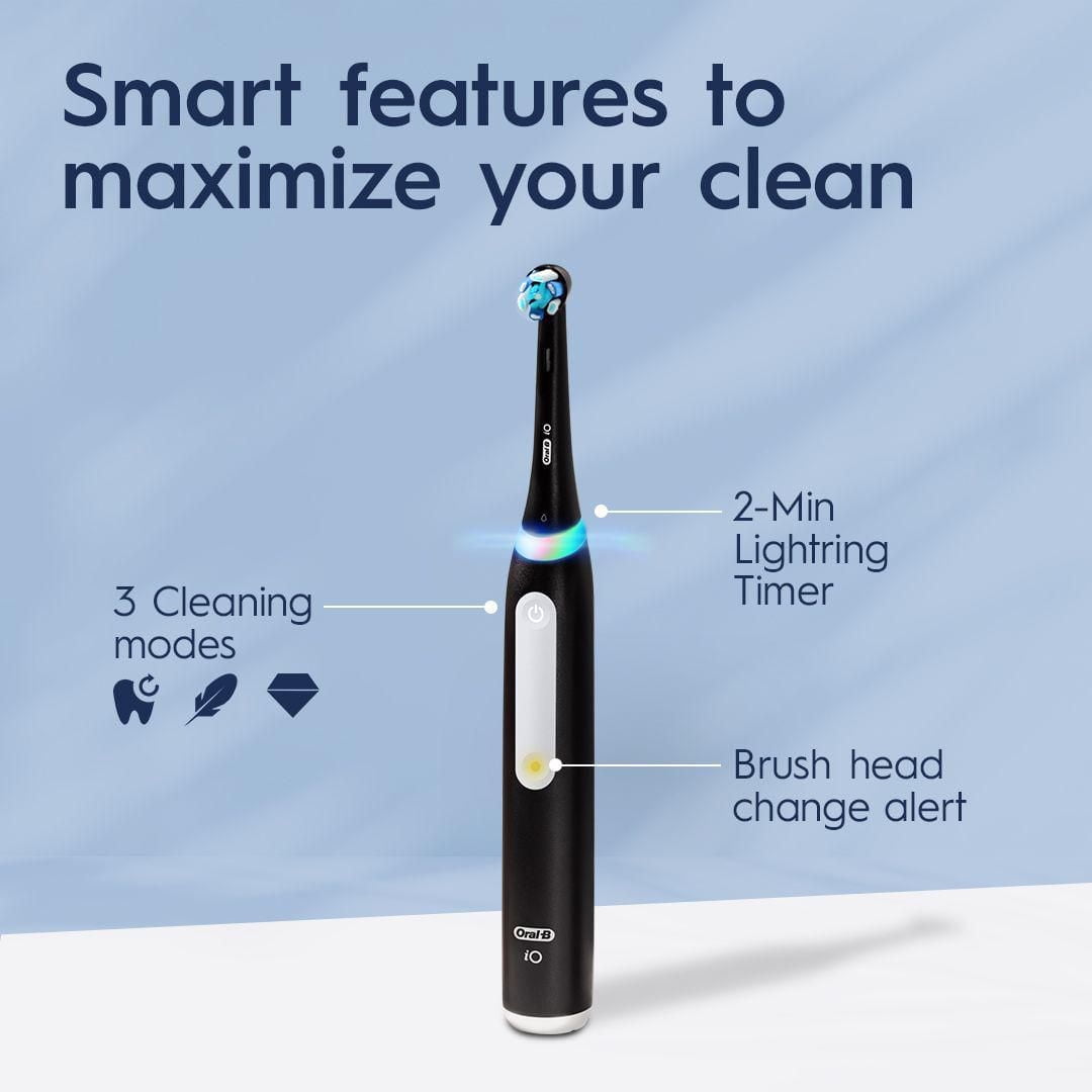 Oral-B iO Series 3 Electric Toothbrush with Brush Heads, Rechargeable, Black, 1CT