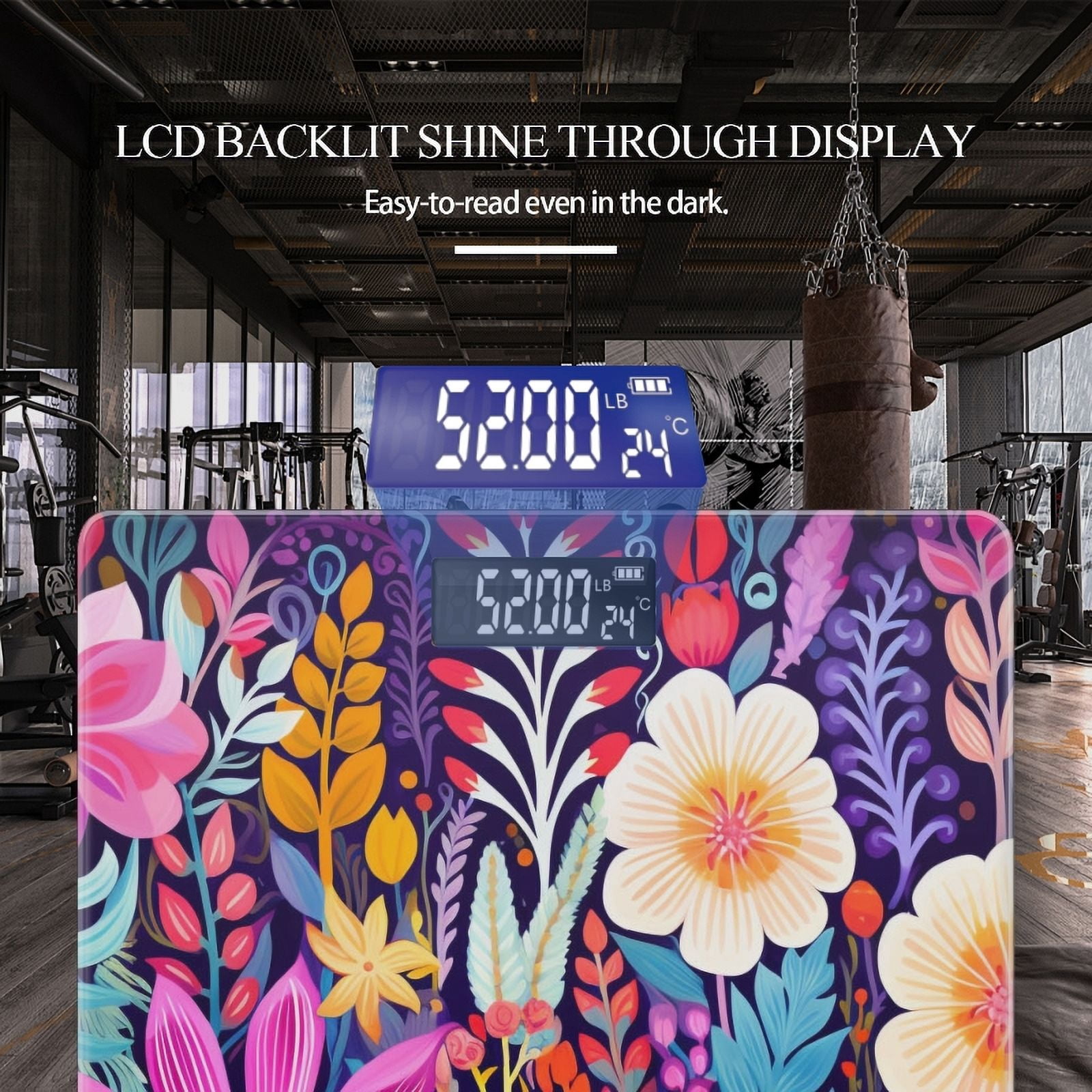 High Precision Body Weight Scale Smart Bathroom Scales with Large LCD Display(400lbs),Decorative for Bedroom-Vibrant And Colorful Illustration Of Enchanted Garden