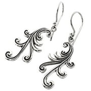 Double Sided Scroll Swirl Filigree 925 Sterling Silver Dangle  Drop Earrings, 1"