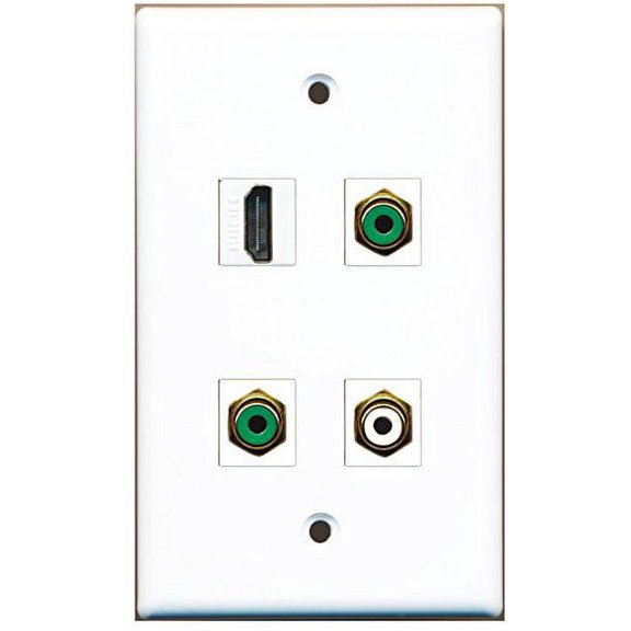 RiteAV - 1 Port HDMI 1 Port RCA White 2 Port RCA Green Wall Plate