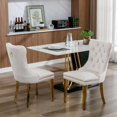 thumbnail image 2 of Upholstered High-end Dining Chairs,Tufted Side Chair with Golden Stainless Steel Plating Legs,Nailhead & Back Ring Pull Trim, Kitchen Dining Room Furniture,Tufted Dining Chairs(Beige,Set of 4), 2 of 11