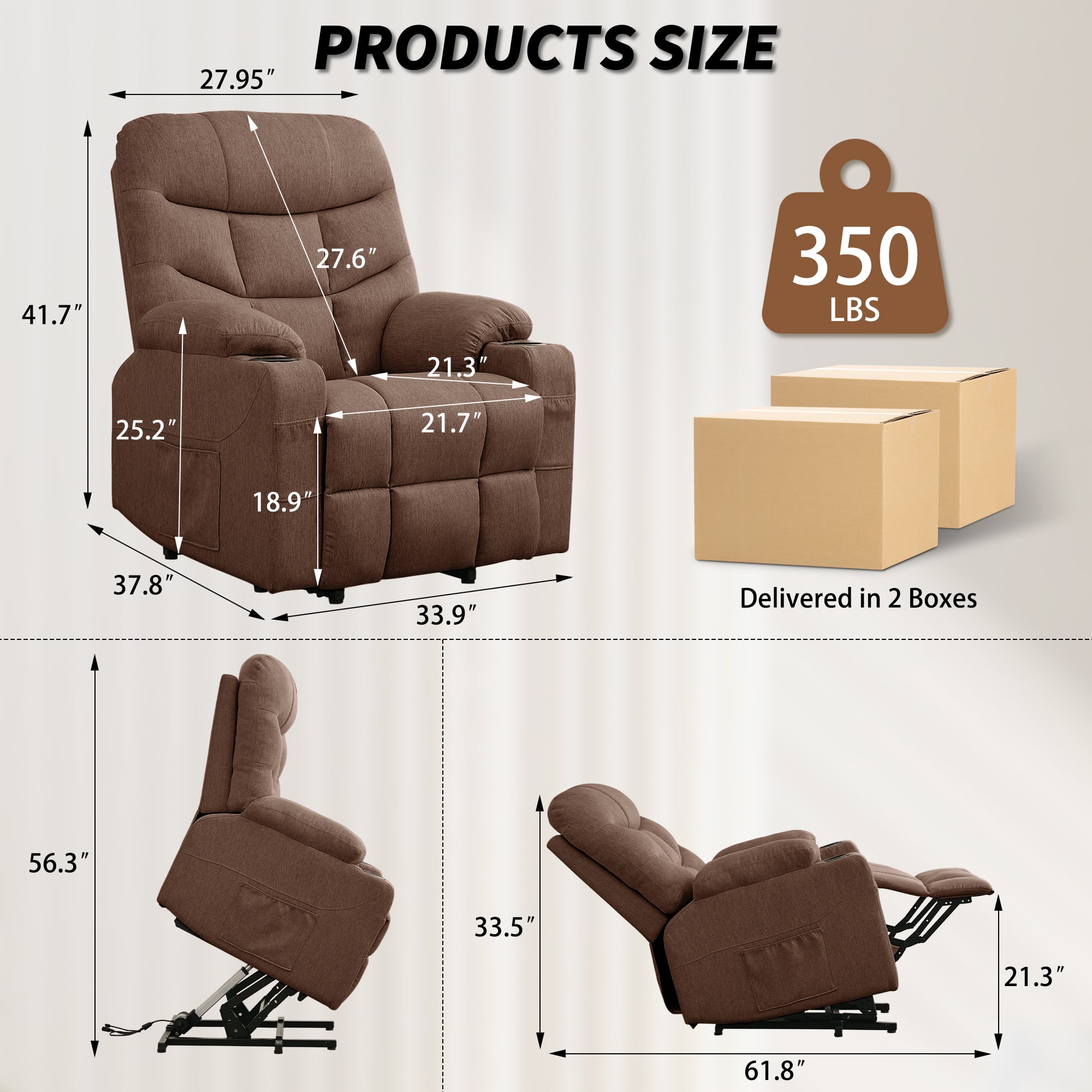 Korser Power Lift Recliner Chair for Elderly with Massage for Living Room,Brown
