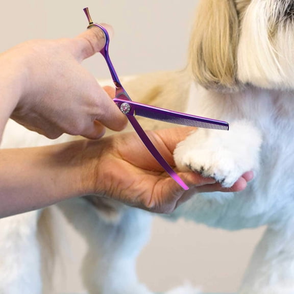 7 Inch Curved Dog Grooming Scissors Thinning Shears Professional Safety Tip Trimming for Cats Face Paws Japanese Stainless Steel