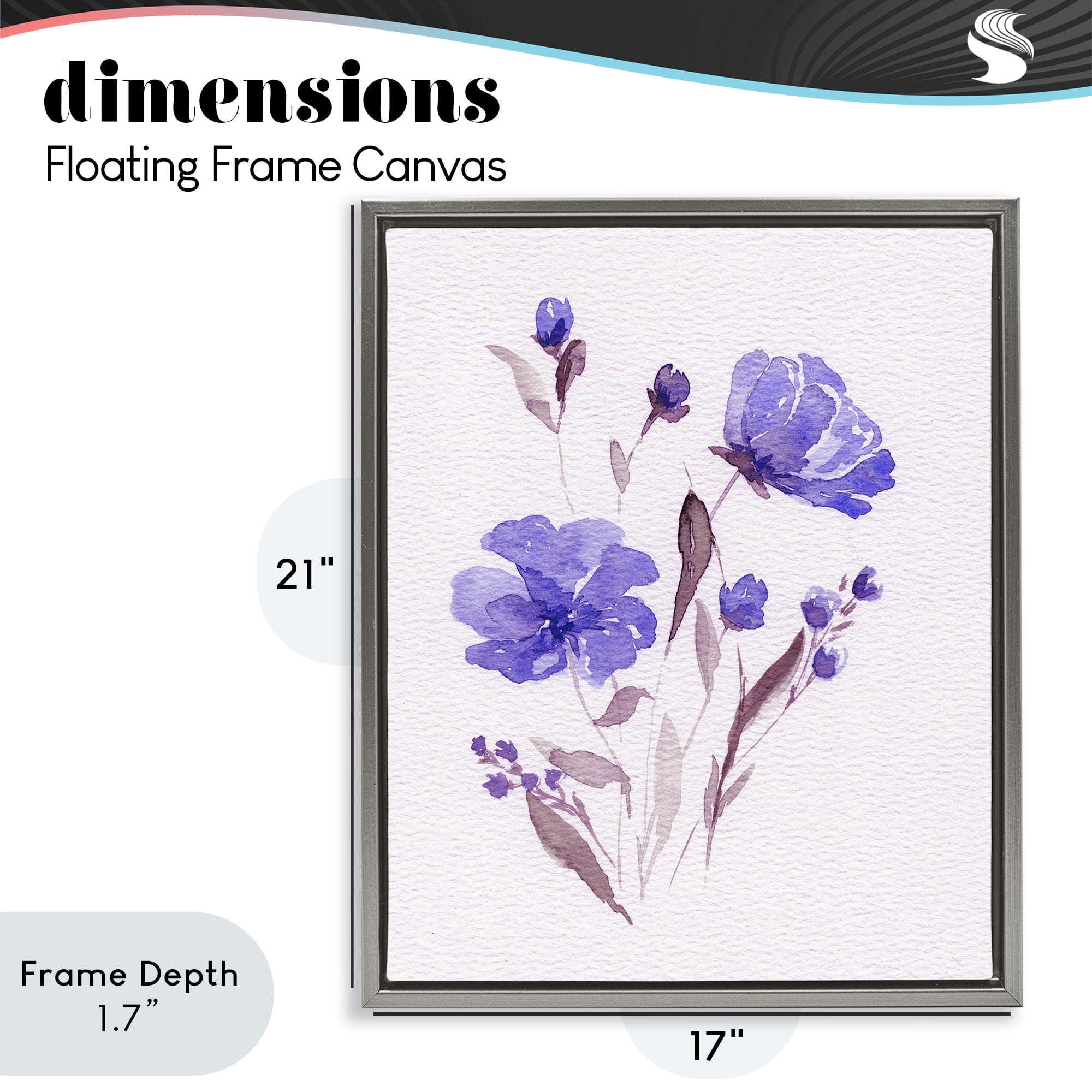 Stupell Industries Watercolor Purple Flowers Gray Framed Floater Canvas Wall Art, design by Leah Noel Art