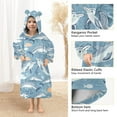 thumbnail image 4 of Dailycode Wearable Blanket Hoodie Oversized Sherpa Flannel Blankets with Pocket for 3-14 Year Old Dolphins Cloud Leaf, 4 of 7