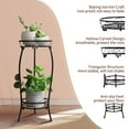 thumbnail image 4 of Cometofit Plant Stand Indoor Outdoor 2 Tier 27" Tall Metal Potted Holder Rack Flower Pot Stand Heavy Duty Plant Shelf Rustproof Iron Multiple Plant Round Supports Rack for Planter Corner Garden, 4 of 8