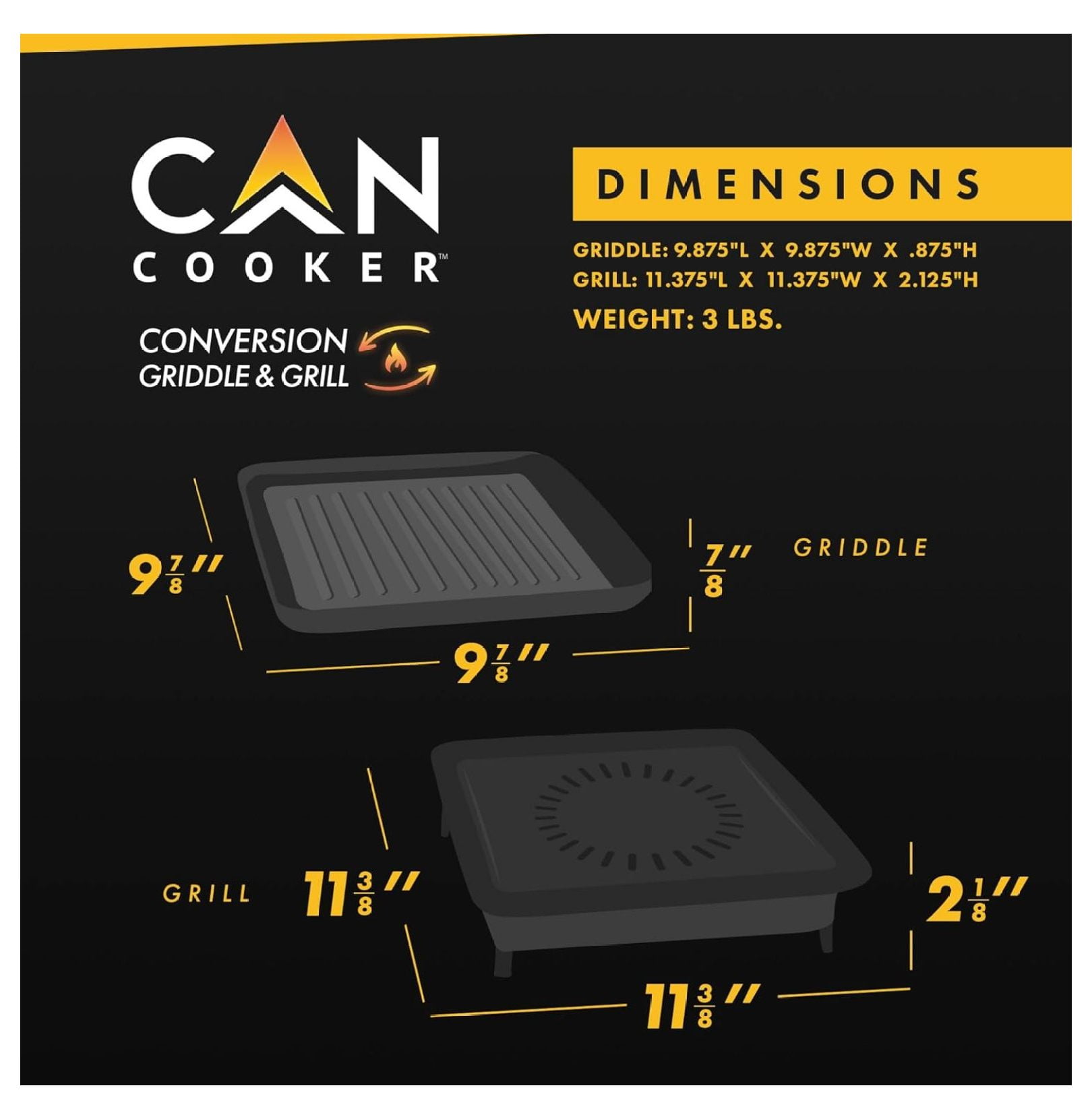 Portable Conversion Grill | Easily Convert The Multi-Fuel, Portable Cooktop, or ANY Burner to a Grill, Black, 12 x 12 x 3