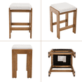 thumbnail image 3 of Guyou 27" Farmhouse Wooden Bar stools, Backless Saddle Counter Height Stools with Upholstered Cushion for Kitchen Island/Counter/Bar, Linen Beige(Set of 4), 3 of 7