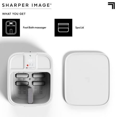 Sharper Image - Hydro Spa Plus Foot Bath Massager, Heated with Rollers and LCD Display - White