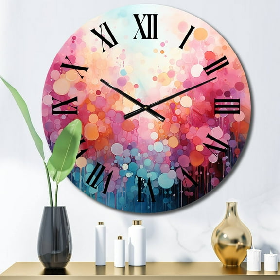 Designart "Candyfloss Dreams III" Abstract Landscape Oversized Wall Clock