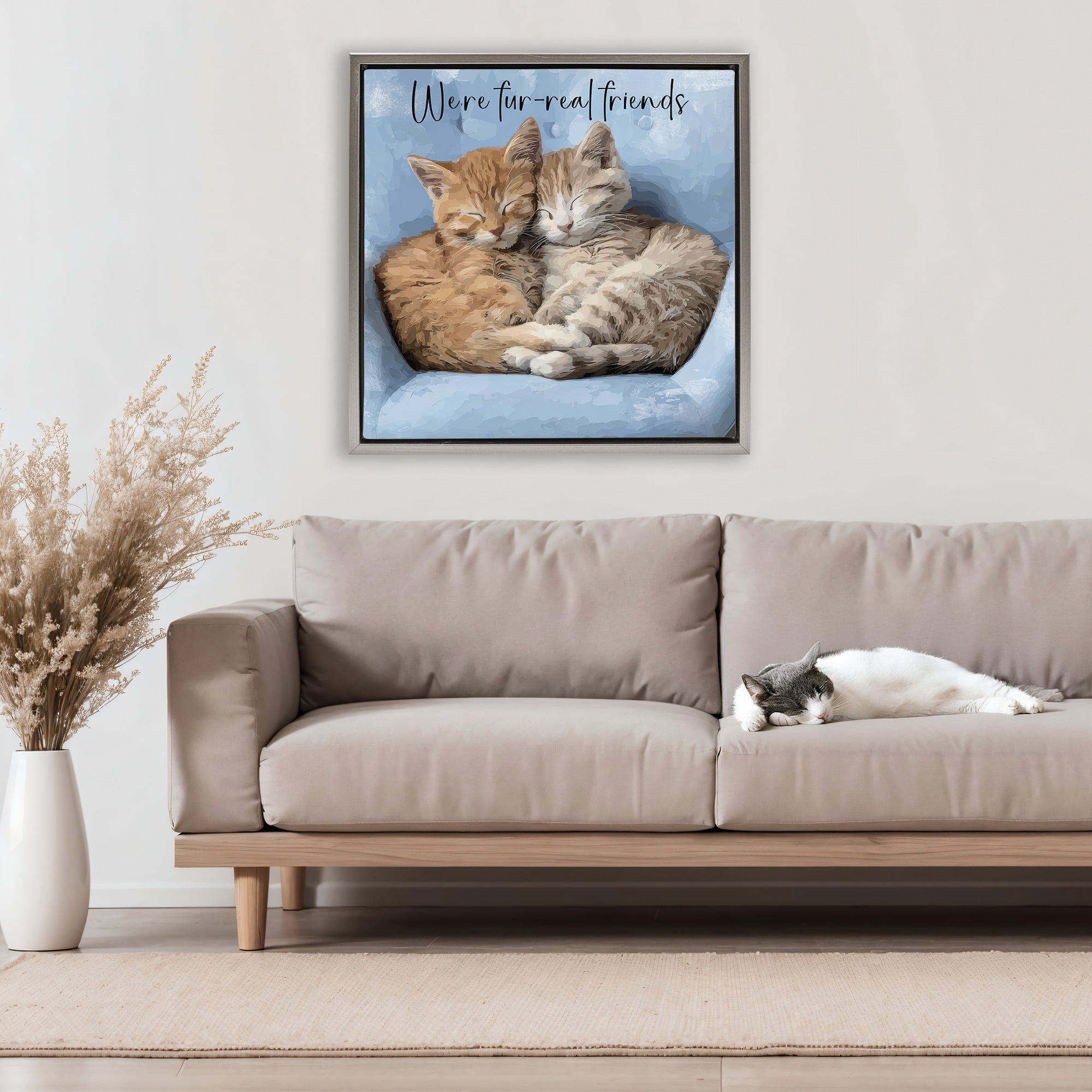 Stupell Industries We're Fur-Real Friends Gray Framed Floater Canvas Wall Art, design by Kim Curinga