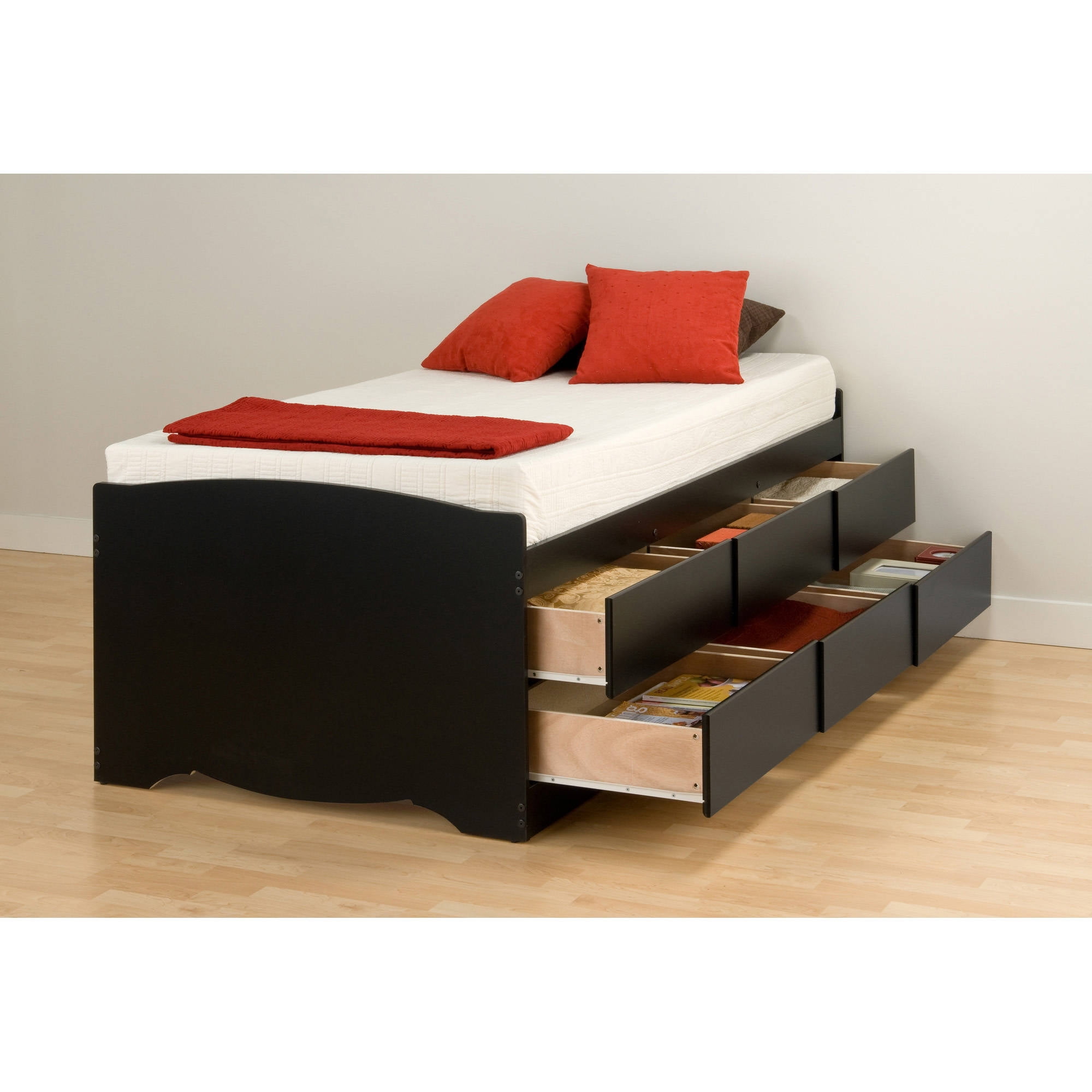 tall twin captain's platform storage bed with 6 drawers, black tall twin captain's platform storage bed with 6 drawers, black