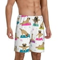 thumbnail image 2 of Kdxio Yoga Dogs Poses Print Mens Sleep Shorts Bottoms Soft Comfy Pajama Wear Pants with Drawstring Pockets, 2 of 7