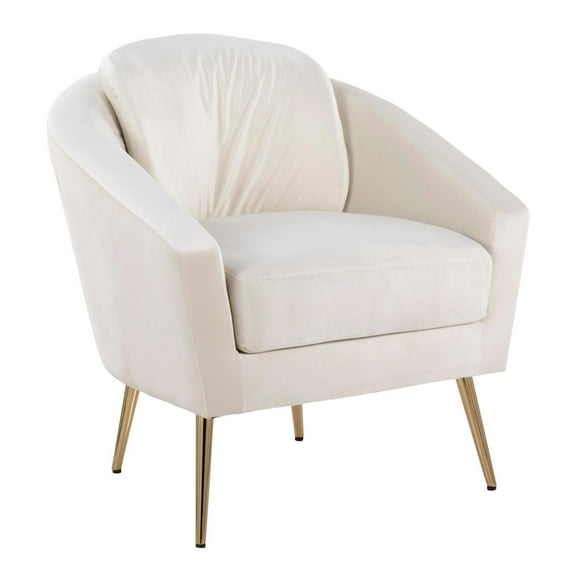 LumiSource Dahlia Velvet Accent Chair, Cream/Gold