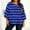 Blue, variant on Women Plus Size 3/4 Sleeve Shirts Crew Neck Comfortable Loose Army Green Striped Tops