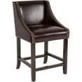 thumbnail image 2 of Home Square Carmel 24" Leather Counter Stool in Brown and Walnut - Set of 2, 2 of 6