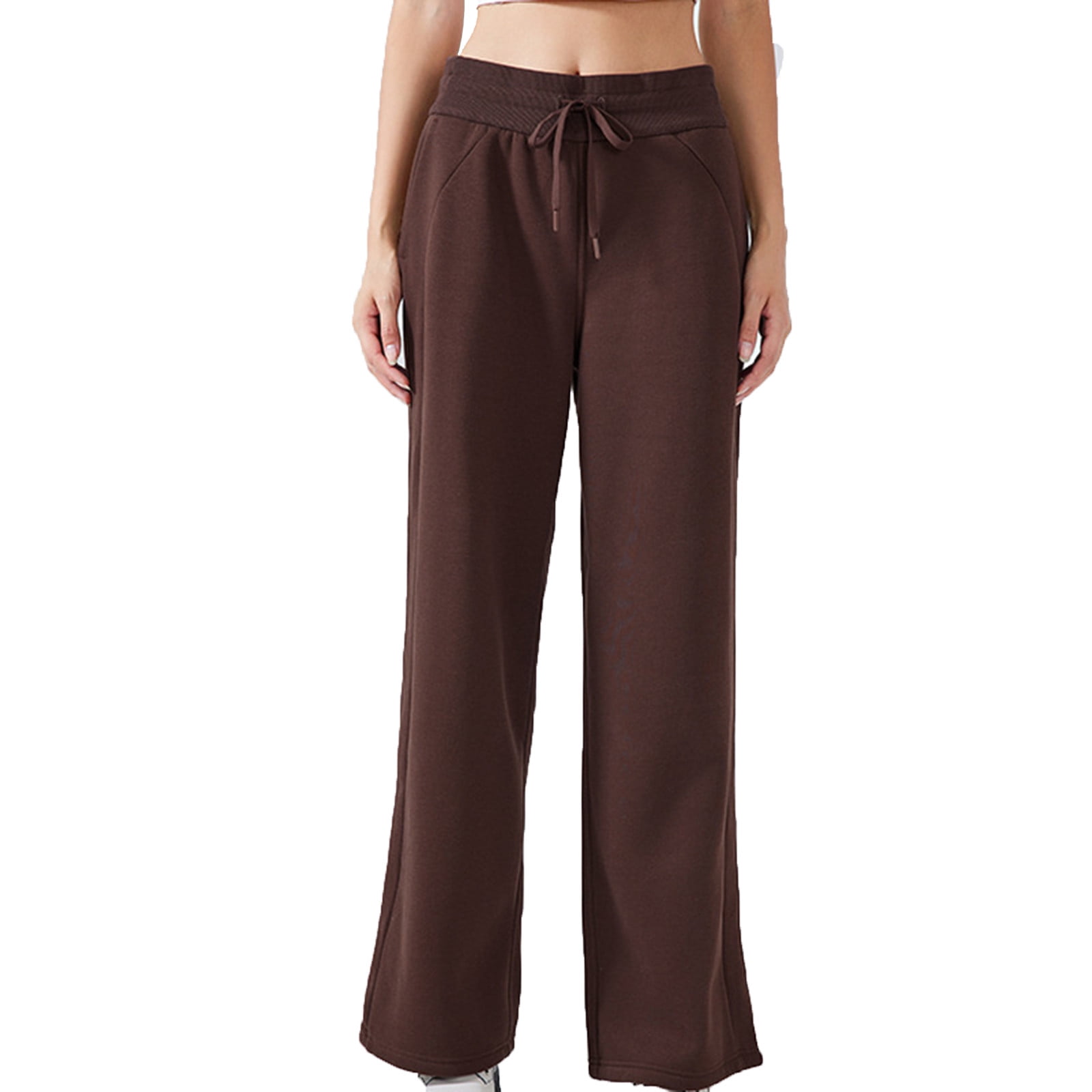 LLYwey Deals Womens Tall Sweatpants Ladies Solid Color Winter Plus